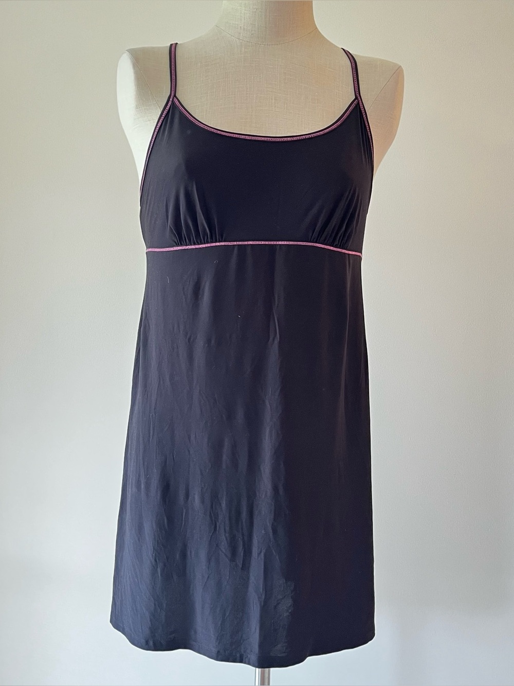 Y2K Black Stretch mini dress with Pink Trim - Women's Intimates